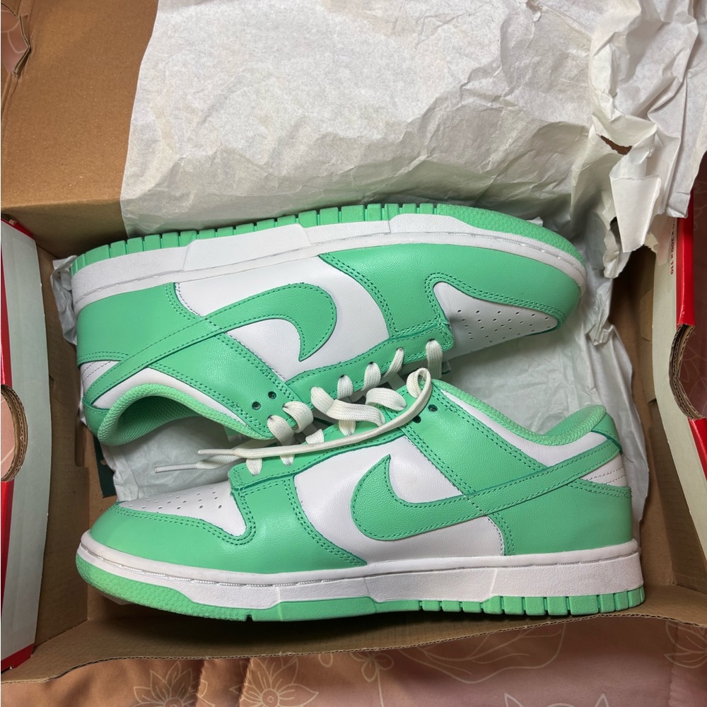 Green and White Sneakers dunks